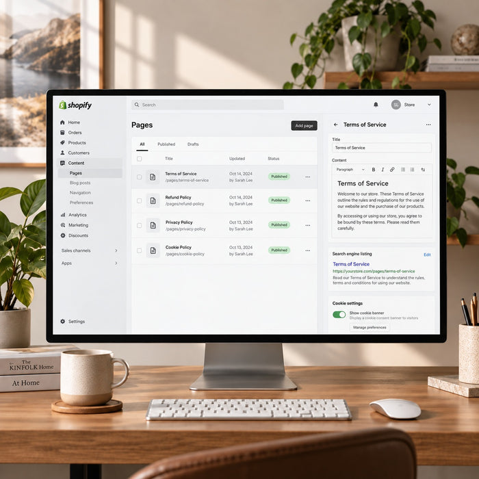 Mind the Shop Policy Pages Refresh service cover for terms, refunds, privacy and cookies