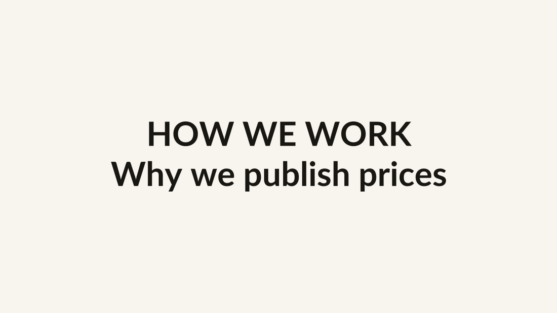 How we work — why we publish every price, category card
