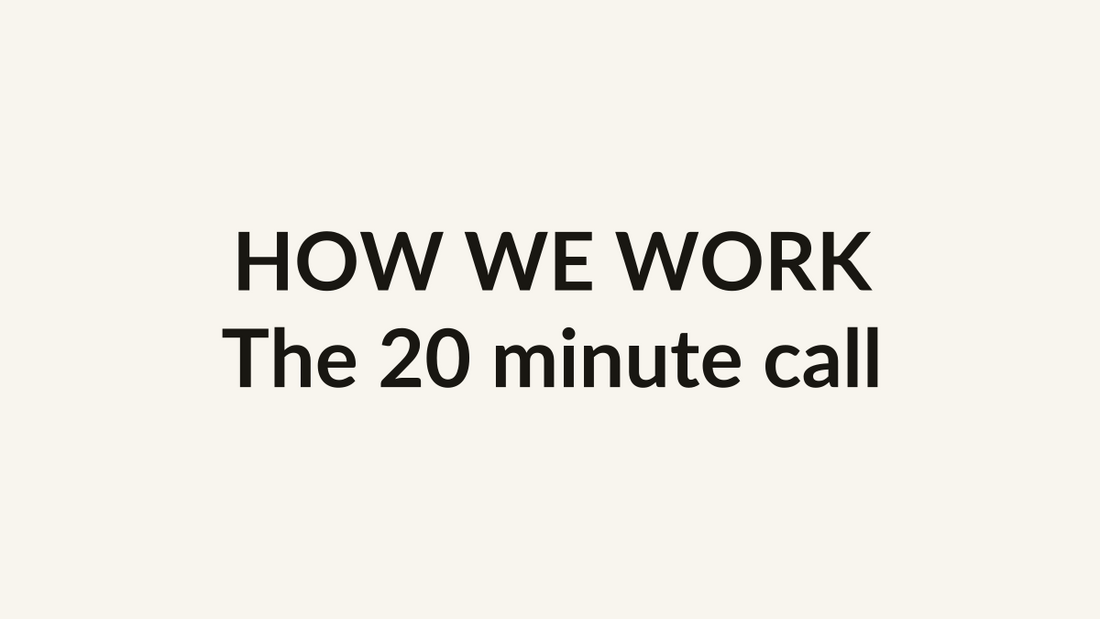 How we work — what happens on the 20-minute call, category card
