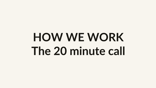 How we work — what happens on the 20-minute call, category card