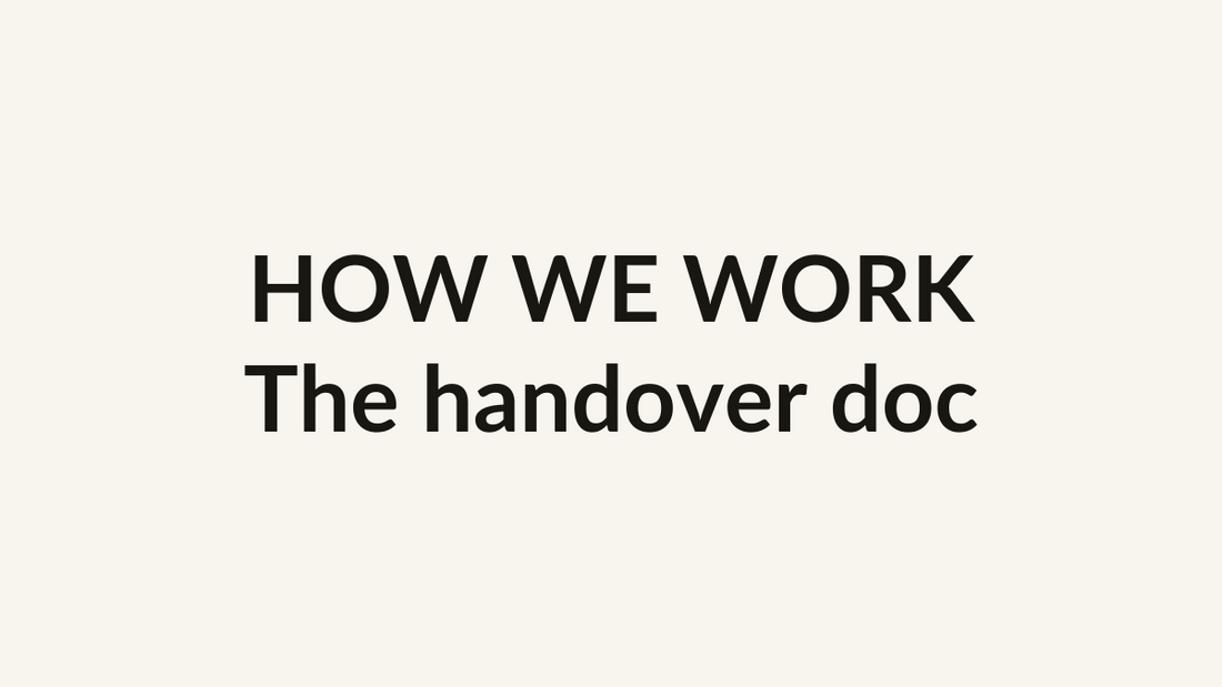 How we work — the handover doc, category card