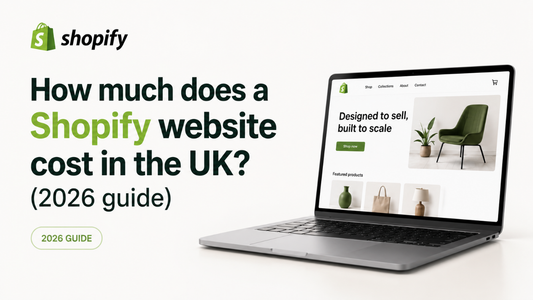 Shopify store planning screen illustrating website build costs for UK small businesses in 2026