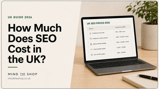 SEO analysis dashboard and search data illustrating UK SEO costs for small businesses in 2026