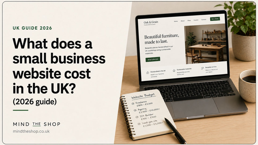 Website project planning workspace illustrating small-business website costs in the UK in 2026