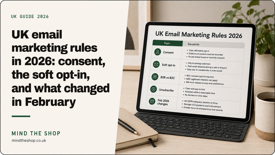Email campaign screen illustrating UK consent and soft opt-in rules for email marketing in 2026