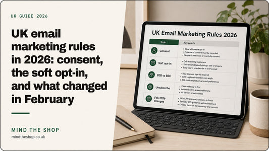 Email campaign screen illustrating UK consent and soft opt-in rules for email marketing in 2026