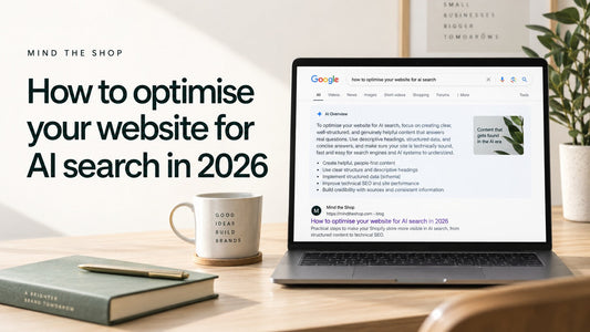 Laptop showing website content being optimised for AI search visibility in 2026