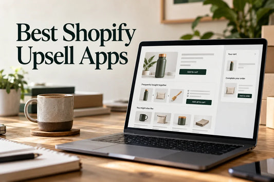 Laptop showing product add-ons and frequently bought together offers on an ecommerce store.