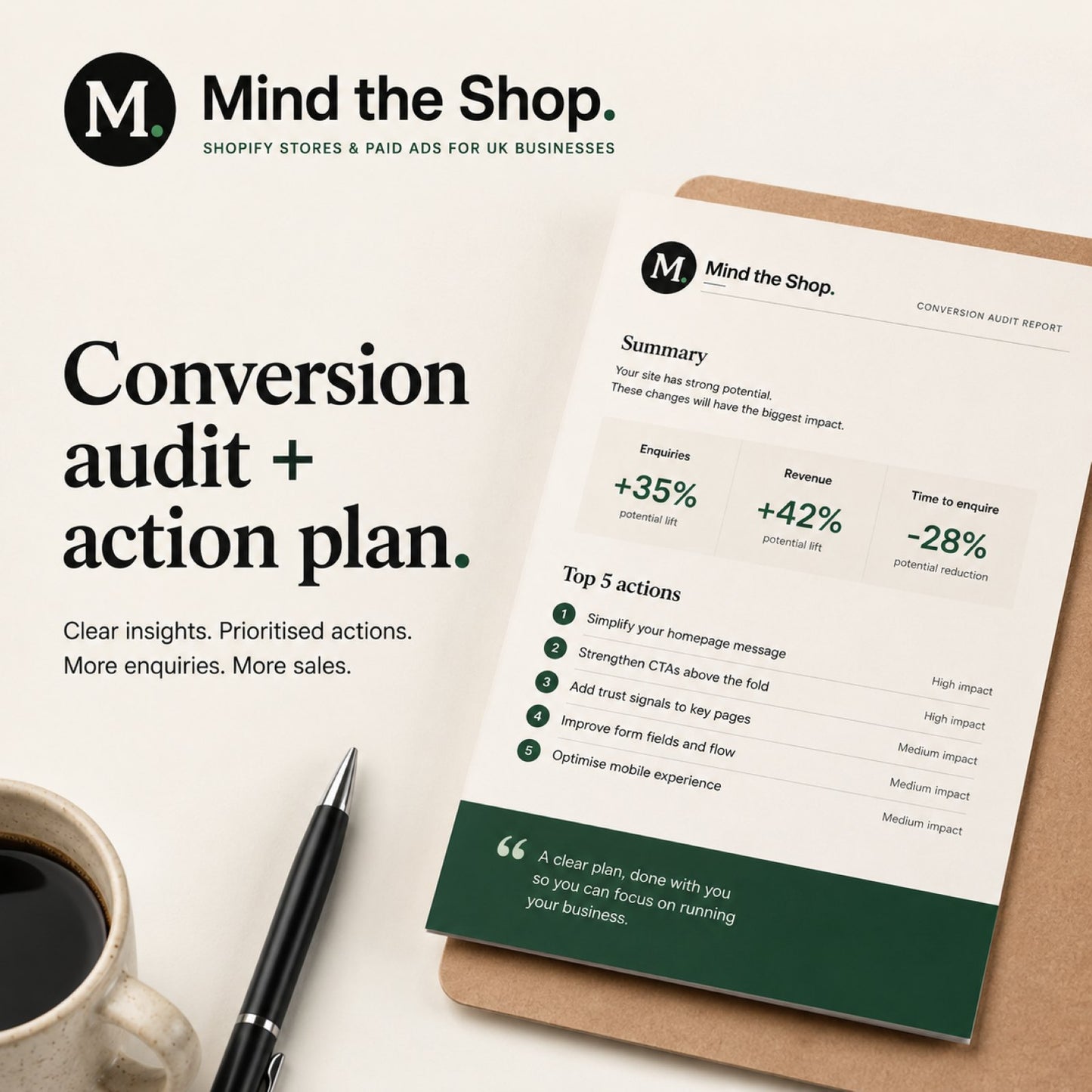 Conversion audit + action plan
