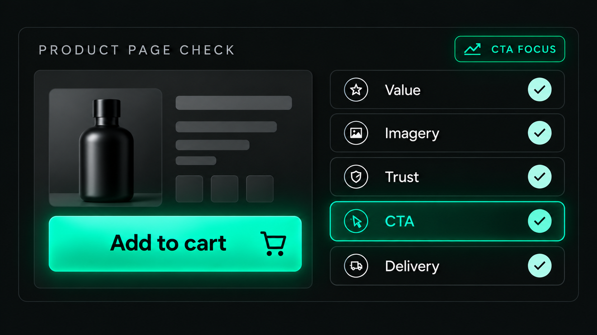 Illustrative product-page audit highlighting the call to action