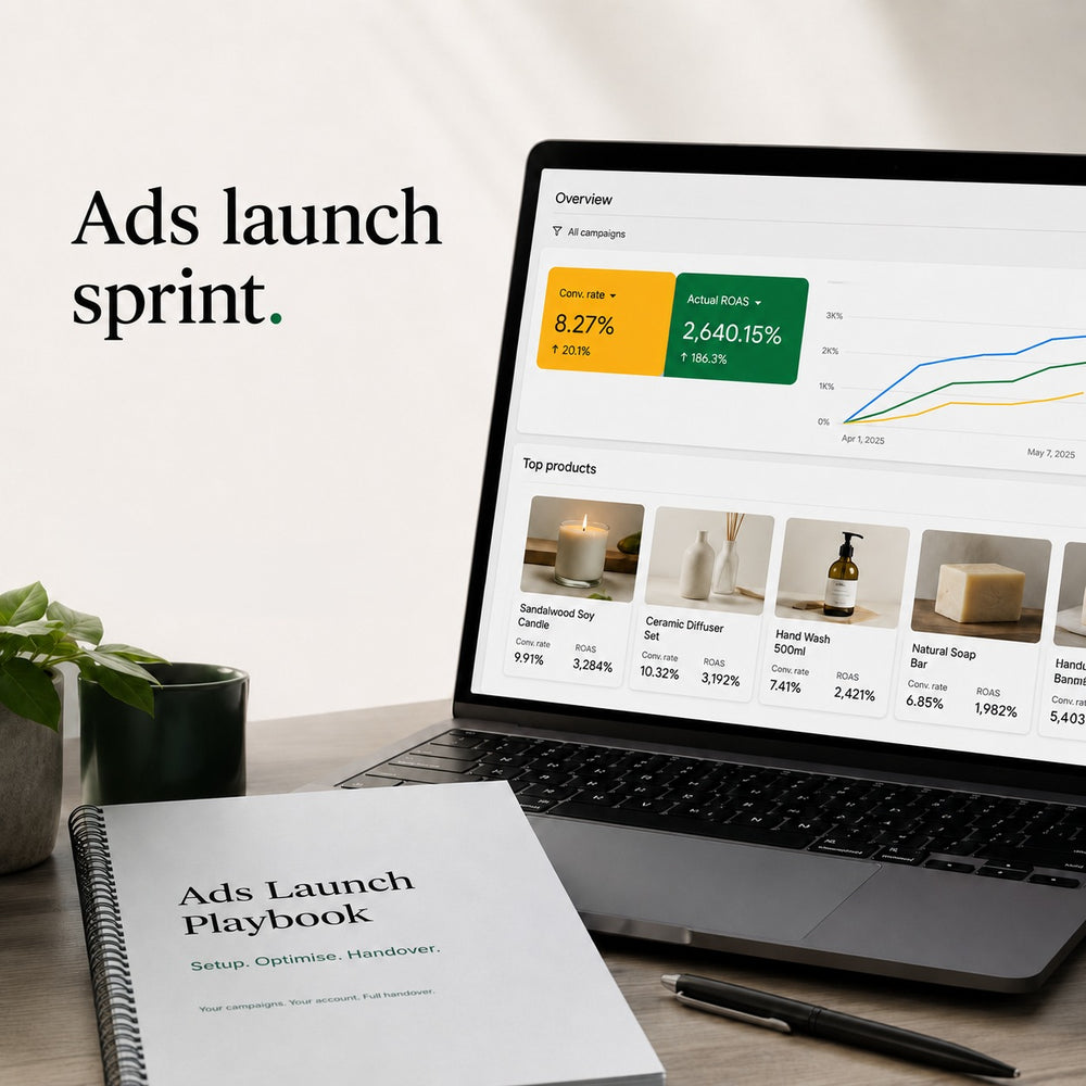 Mind the Shop Ads Launch Sprint service cover for paid advertising campaigns